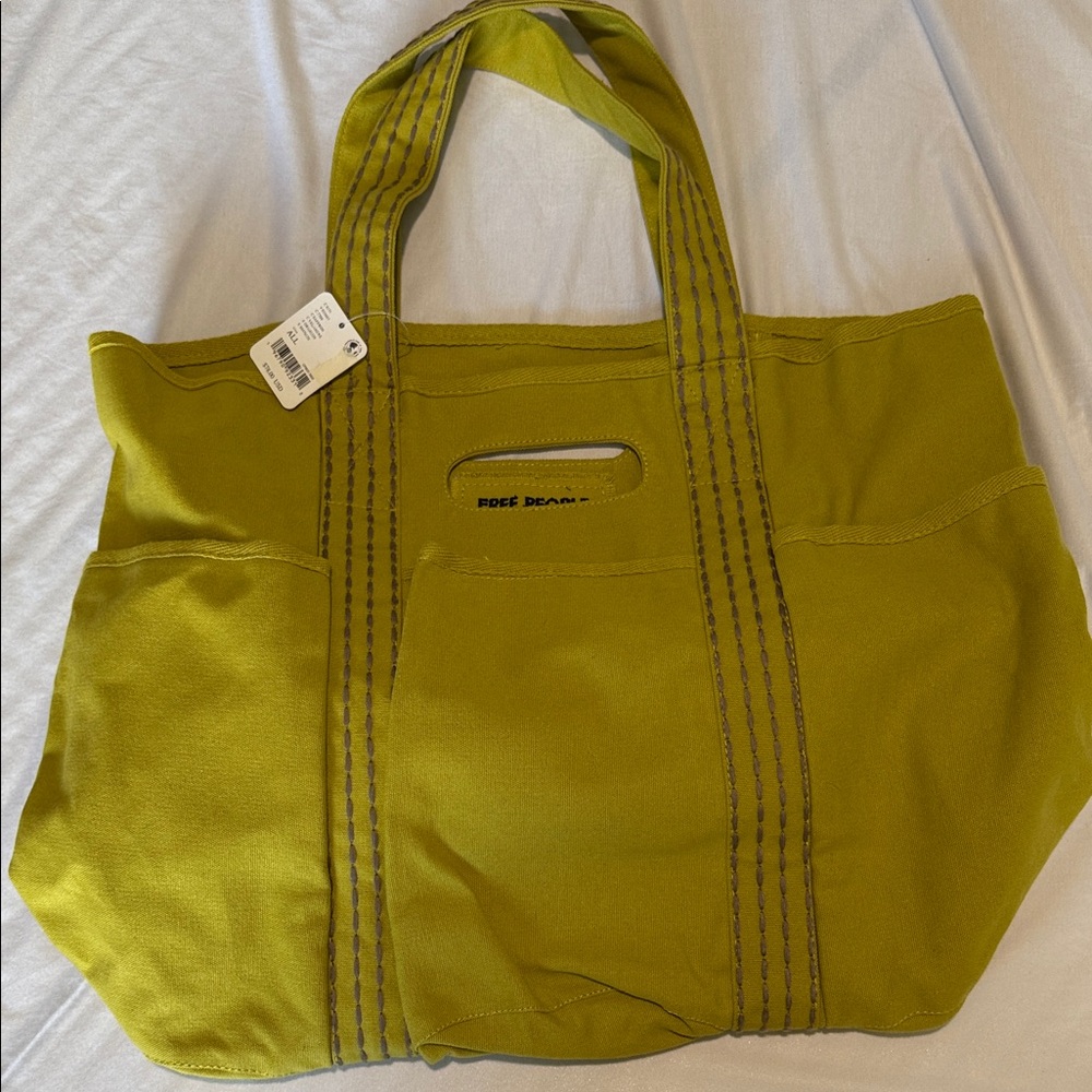 Olive Green Canvas Free People Tote Bag